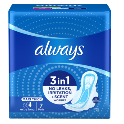 ALWAYS MAXI THICK EXTRA LONG 3IN1 X7