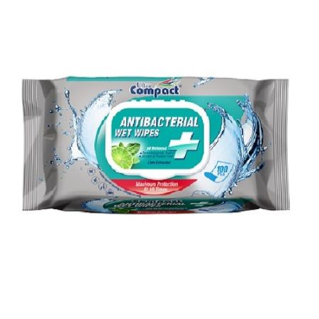 ULTRA COMPACT ANTI BACTERIAL WET WIPES X100