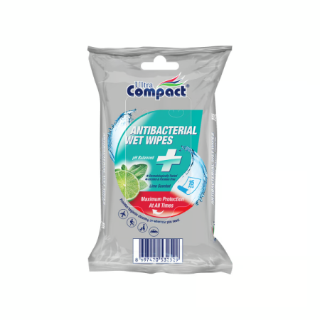 ULTRA COMPACT ANTI BACTERIAL WET WIPES X15