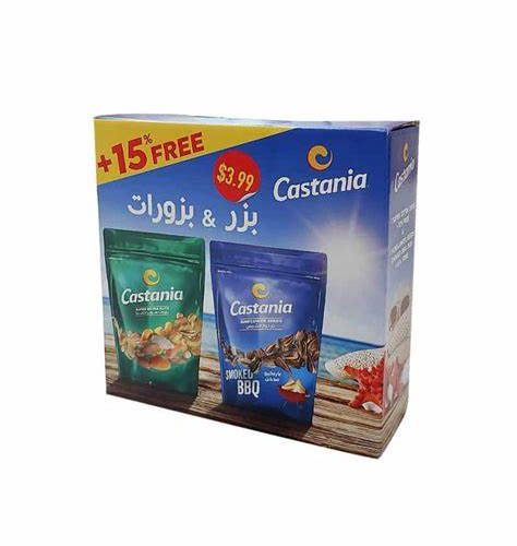 CASTANIA SUPER EXTRA NUTS 250G & BBQ SUNFLOWER 150G +15%