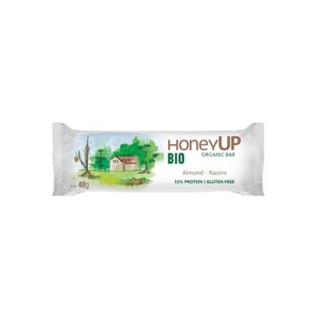 HONEY UP BIO ALMONDS RAISINS GLUTEN FREE BAR 40G