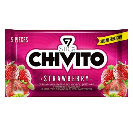 STICK CHIVITO SUGAR FREE GUM  STRAWBERRY 5 PIECES