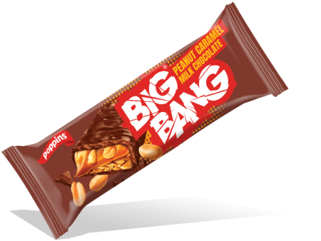 POPPINS BIG BANG PEANUT CARAMEL MILK CHOCOLATE BAR 20G