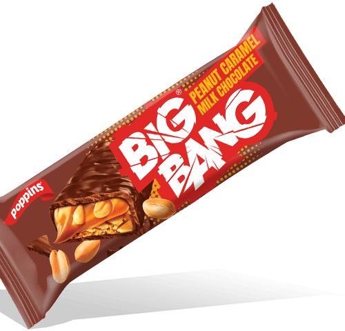 POPPINS BIG BANG PEANUT CARAMEL MILK CHOCOLATE BAR 20G