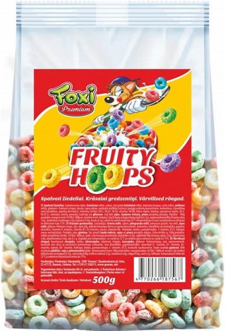 FOXI FRUITY HOOPS CORN FLAKES 500G