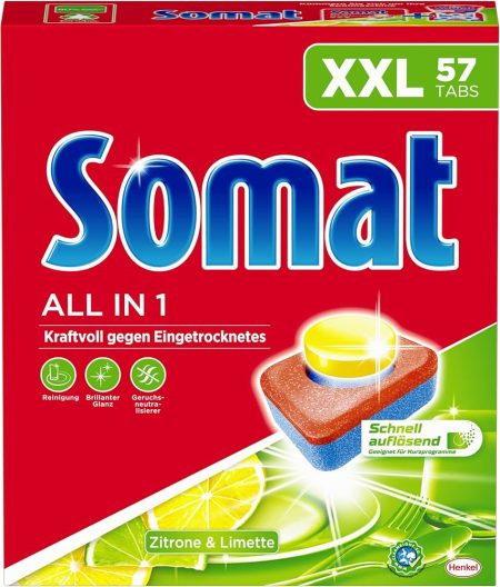 SOMAT ALL IN ONE LEMON DISHWASHER TABLETS 57 TABS