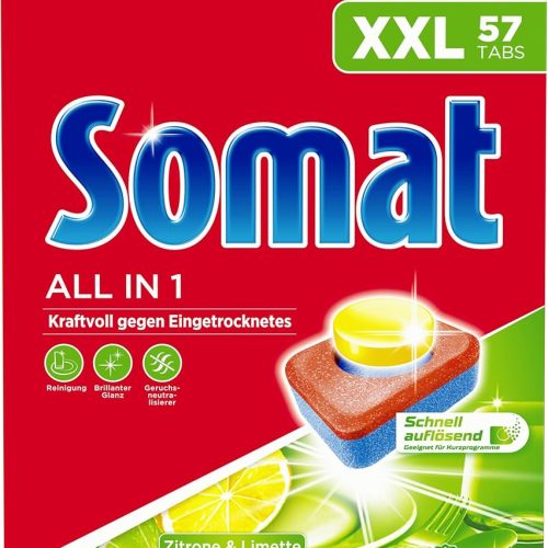 SOMAT ALL IN ONE LEMON DISHWASHER TABLETS 57 TABS