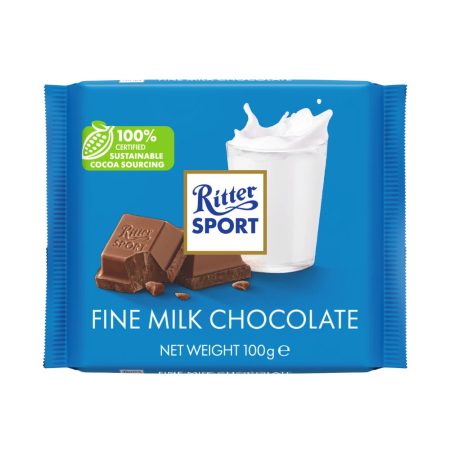 RITTER SPORT FINE MILK CHOCOLATE 100G