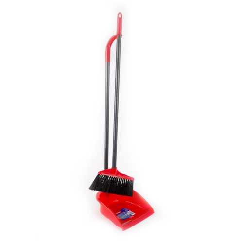 VILEDA LONG HANDLE DUSTPAN & BROOM SET
