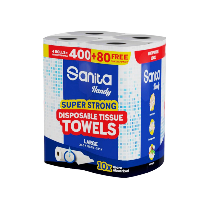 SANITA HANDY TOWEL LARGE 400 SHEETS +80 FREE
