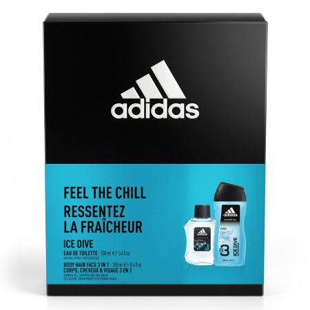 ADIDAS COFFRET ICE DIVE EAU DE TOILETTE 100ML & BODY HAIR FACE 3IN1 250ML