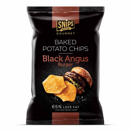SNIPS GOURMET BACKED POTATO CHIPS BLACK ANGUS BURGER