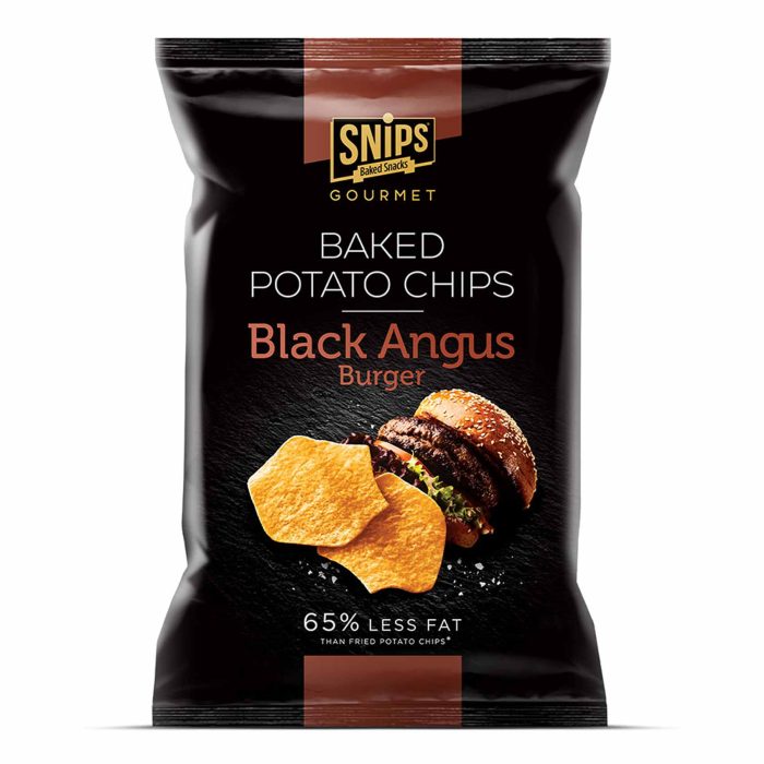 SNIPS GOURMET BACKED POTATO CHIPS BLACK ANGUS BURGER