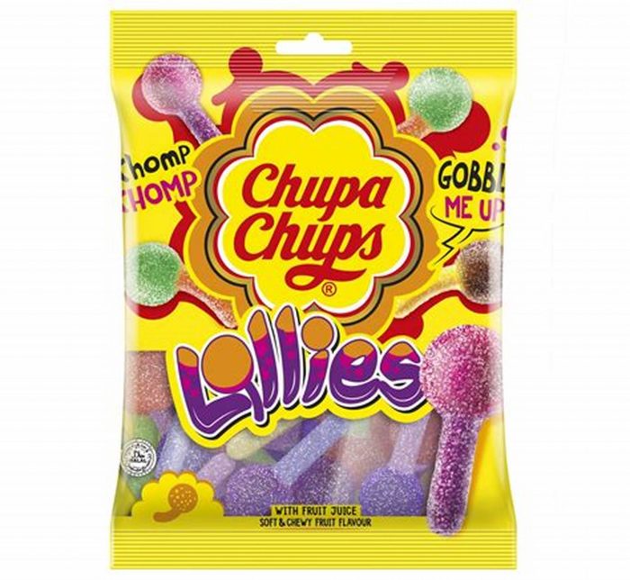 CHUPA CHUPS LOLLIES WITH FRUIT JUICE SOFT AND CHEWY FLAVOUR_x000D_
 GUMMY JELLIES 90G