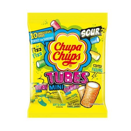 CHUPA CHUPS TUBES MINI SOUR 10 INDIVIDUAL BAGS PERFECT FOR SHARING