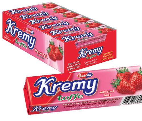 KREMY STRAWBERRY FLAVORED TOFFE CANDY GUM