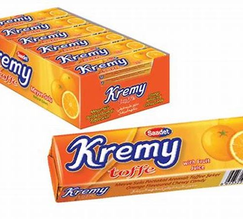 KREMY ORANGE FLAVORED TOFFE CANDY GUM